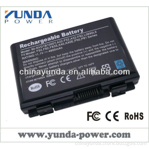 Replacement laptop battery for ASUS A32-F82 A32-F52 F82 F52 K50 K40/11.1V 4800MAH